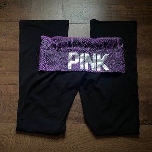 y2k style victorias secret pink purple snakeskin fold over yoga pants